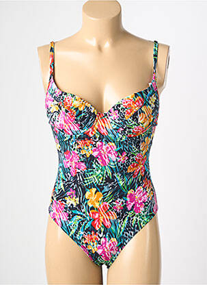 Costum de baie dintr-o singură piesă efect material satinat top sutien push-up negru REGLISSE femeie