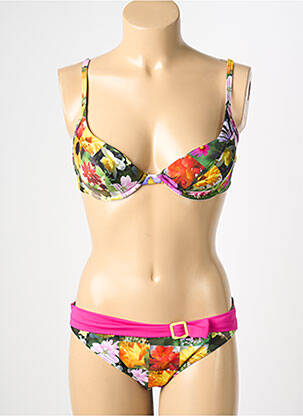 Costum de baie din două piese elasticitate top sutien push-up roz REGLISSE femeie