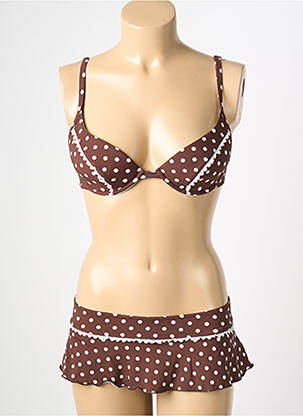 Costum de baie din două piese elasticitate top sutien push-up maro REGLISSE femeie