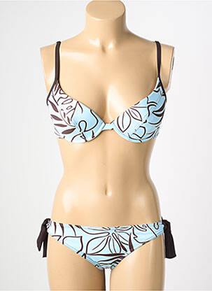 Costum de baie din două piese elasticitate top sutien push-up albastru REGLISSE femeie