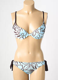 Costum de baie din două piese elasticitate top sutien push-up albastru REGLISSE femeie