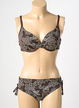 Costum de baie din două piese elasticitate top sutien modelat maro REGLISSE femeie