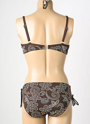 Costum de baie din două piese elasticitate top sutien modelat maro REGLISSE femeie
