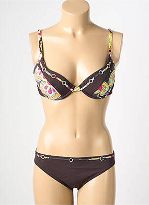 Costum de baie din două piese elasticitate top sutien modelat maro REGLISSE femme