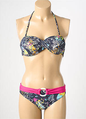 Costum de baie din două piese elasticitate top sutien modelat gri REGLISSE femeie
