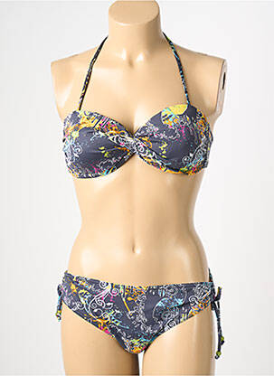 Costum de baie din două piese elasticitate top sutien modelat gri REGLISSE femeie