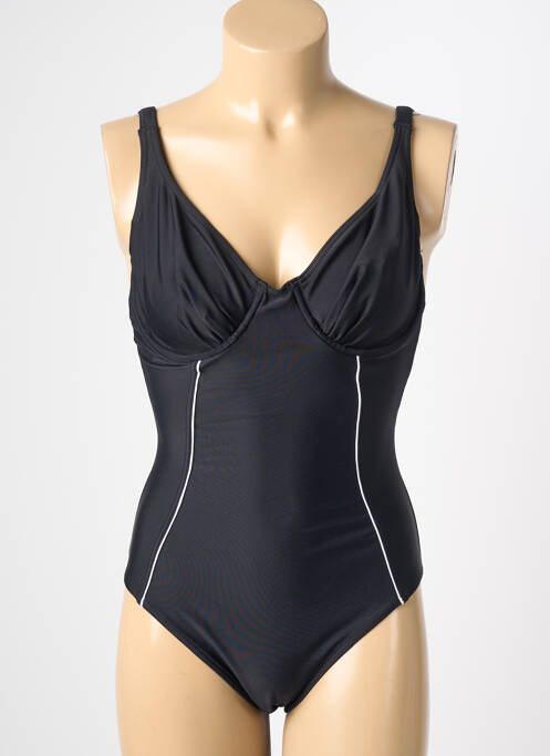 Costum de baie dintr-o singură piesă efect material satinat sutien balconet cu decolteu înalt negru REGLISSE femme