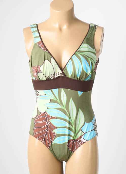 Costum de baie dintr-o singură piesă elasticitate sutien balconet cu decolteu înalt verde REGLISSE femme