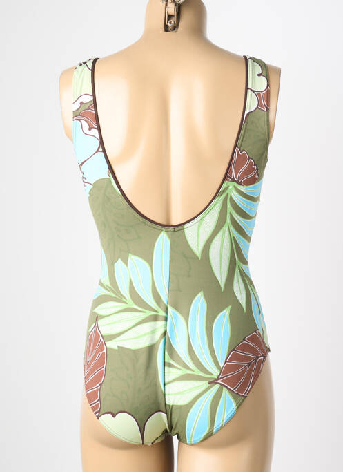 Costum de baie dintr-o singură piesă elasticitate sutien balconet cu decolteu înalt verde REGLISSE femme