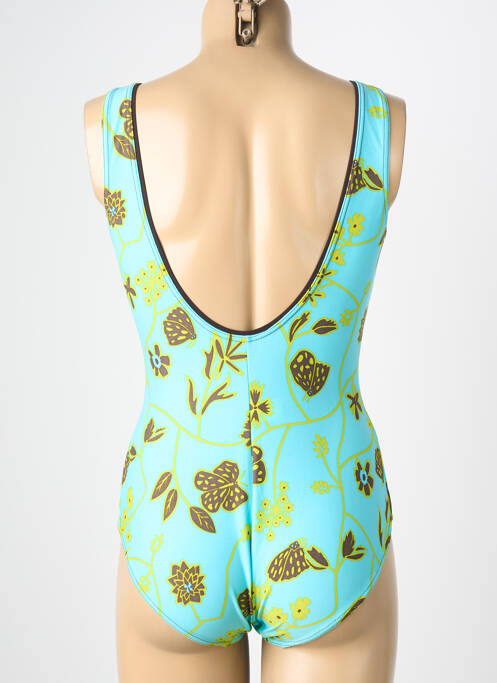 Costum de baie dintr-o singură piesă efect material satinat sutien balconet cu decolteu înalt albastru REGLISSE femme