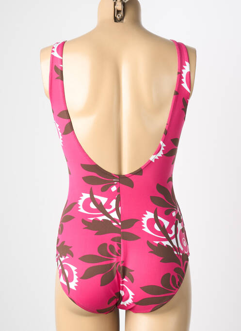 Costum de baie dintr-o singură piesă efect material satinat sutien balconet cu decolteu înalt roz REGLISSE femme