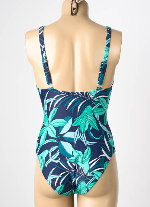 Costum de baie dintr-o singură piesă efect material satinat sutien balconet cu decolteu înalt albastru REGLISSE femme