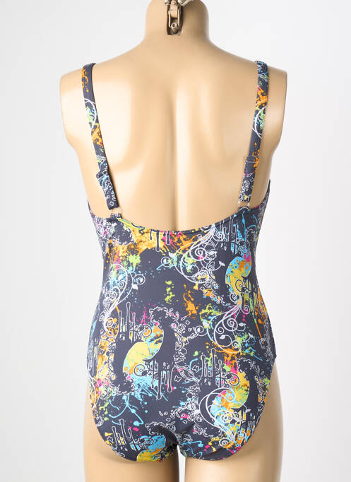 Costum de baie dintr-o singură piesă imprimeu fantezie sutien balconet cu decolteu înalt gri REGLISSE femme