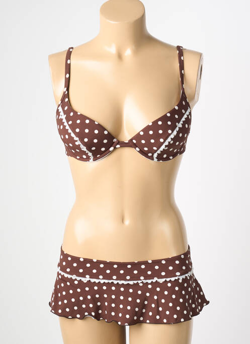 Costum de baie din două piese elasticitate top sutien push-up maro REGLISSE femme