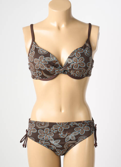 Costum de baie din două piese elasticitate top sutien modelat maro REGLISSE femme