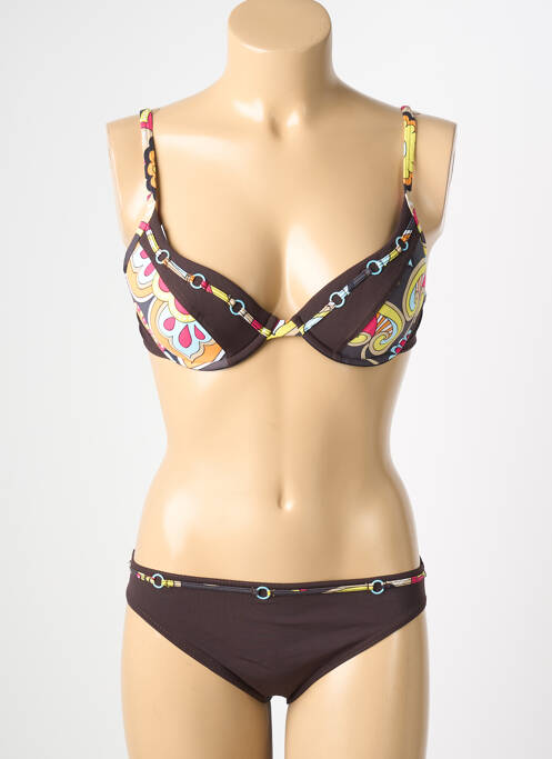 Costum de baie din două piese elasticitate top sutien modelat maro REGLISSE femme