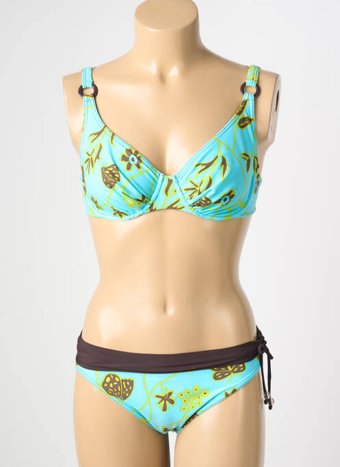Costum de baie din două piese elasticitate sutien balconet cu decolteu înalt albastru REGLISSE femme