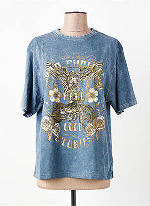 Tricou imprimeu fantezie mâneci scurte albastru ROSE GARDEN femeie
