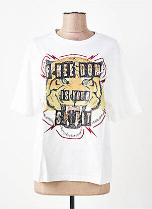 Tricou croială dreaptă mâneci scurte alb ROSE GARDEN femeie