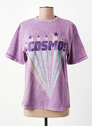 Tricou imprimeu fantezie mâneci scurte violet ROSE GARDEN femeie
