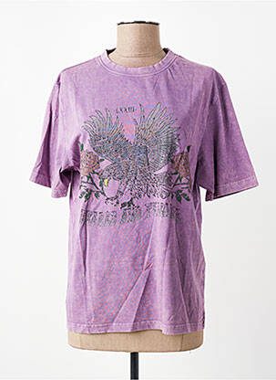 Tricou imprimeu fantezie mâneci scurte violet ROSE GARDEN femeie