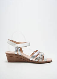 Sandale/pantofi decupați țesătură satinată toc de 4 la 6 cm argintiu SWEET femme