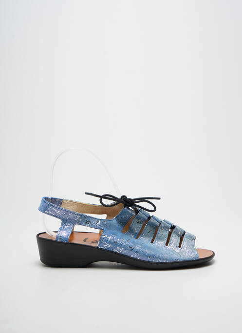 Sandale/pantofi decupați țesătură satinată toc plat până la 3 cm albastru LADY femme