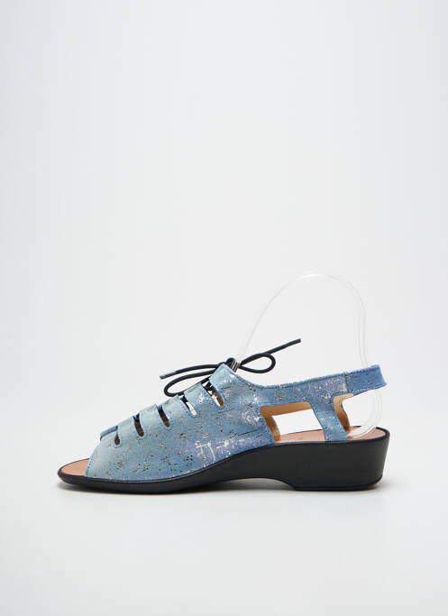 Sandale/pantofi decupați țesătură satinată toc plat până la 3 cm albastru LADY femme