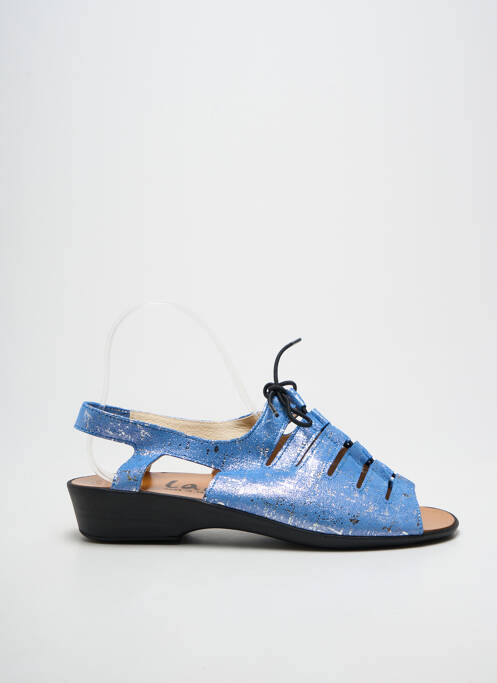 Sandale/pantofi decupați țesătură satinată toc plat până la 3 cm albastru închis LADY femme
