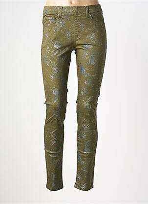 Pantalon slim talie elastică mărime normală verde QUATRE VINGT JOURS femeie