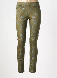Pantalon slim talie elastică mărime normală verde QUATRE VINGT JOURS femme