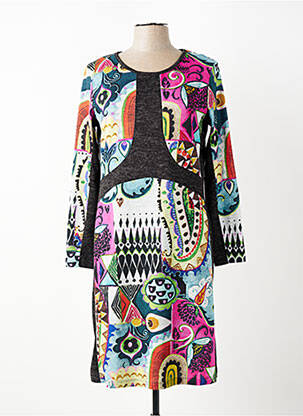 Rochie midi imprimeu fantezie mâneci lungi negru OLIVIER PHILIPS femeie