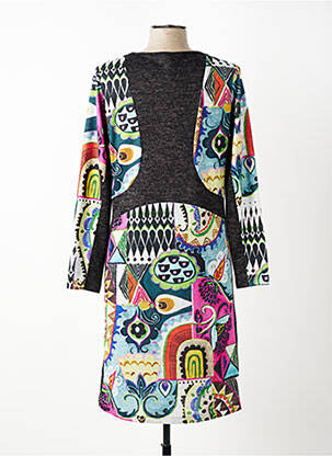 Rochie midi imprimeu fantezie mâneci lungi negru OLIVIER PHILIPS femeie