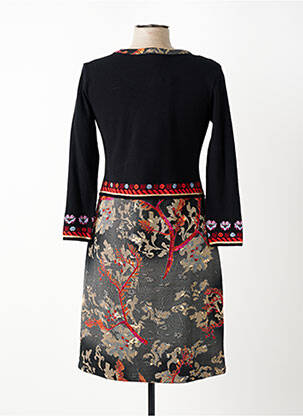 Rochie midi imprimeu fantezie mâneci lungi negru OLIVIER PHILIPS femeie