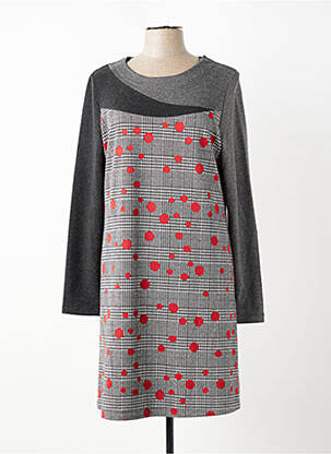 Rochie midi imprimeu fantezie mâneci lungi gri SISTTER femeie