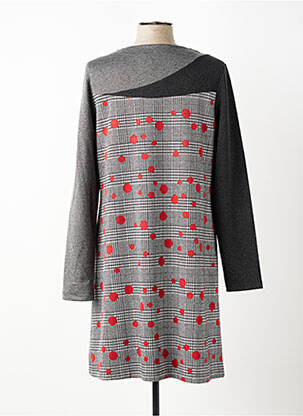 Rochie midi imprimeu fantezie mâneci lungi gri SISTTER femeie