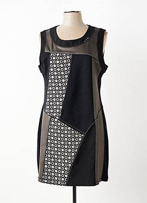 Rochie midi imprimeu fantezie fără mâneci negru BAGORAZ femeie