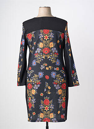 Rochie midi imprimeu fantezie mâneci lungi negru OLIVIER PHILIPS femeie