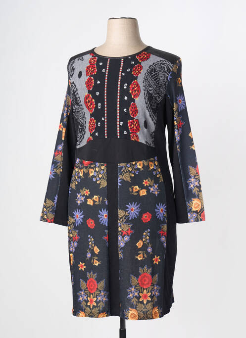 Rochie midi imprimeu fantezie mâneci lungi negru OLIVIER PHILIPS femme