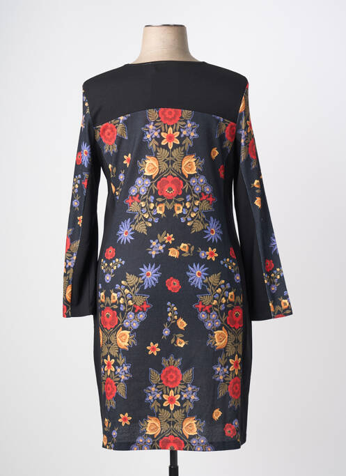 Rochie midi imprimeu fantezie mâneci lungi negru OLIVIER PHILIPS femme