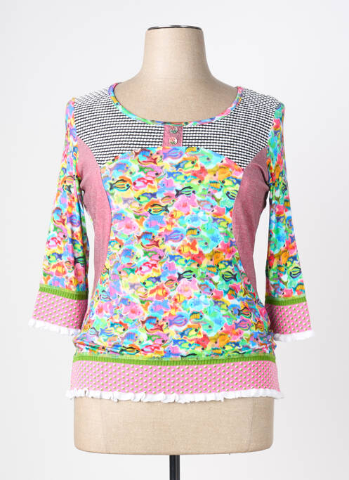 Tricou imprimeu fantezie mâneci 3/4 roz OLIVIER PHILIPS femme