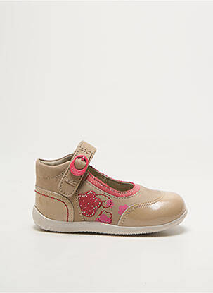 Ghete material neted vârf rotund bej KICKERS fată