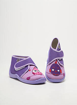 Papuci/pantofi de casă închidere cu arici vârf rotund violet BABYBOTTE băiat