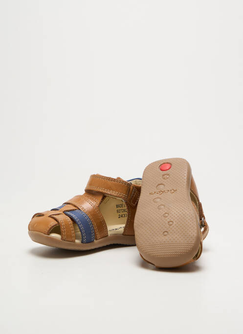 Sandale/pantofi decupați țesătură satinată vârf rotund maro KICKERS garcon
