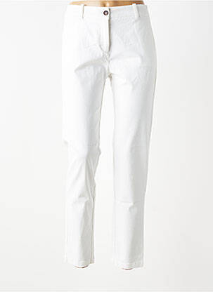 Pantalon chino țesătură poplin mărime normală alb CAROLL femme