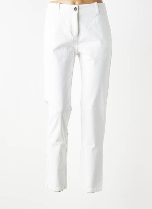 Pantalon chino țesătură poplin mărime normală alb CAROLL femme