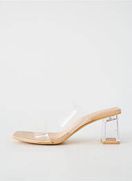 Mulete/saboți toc de 7 la 9 cm piele PULL & BEAR femeie