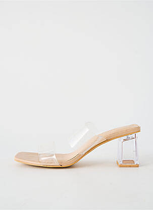 Mulete/saboți toc de 7 la 9 cm piele PULL & BEAR femeie