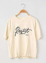 Tricou serigrafie flockată mâneci scurte bej BA&SH femeie