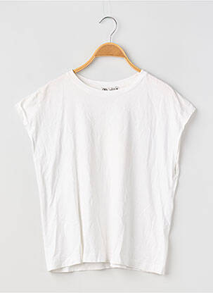 Tricou croială dreaptă mâneci scurte alb ZARA femeie